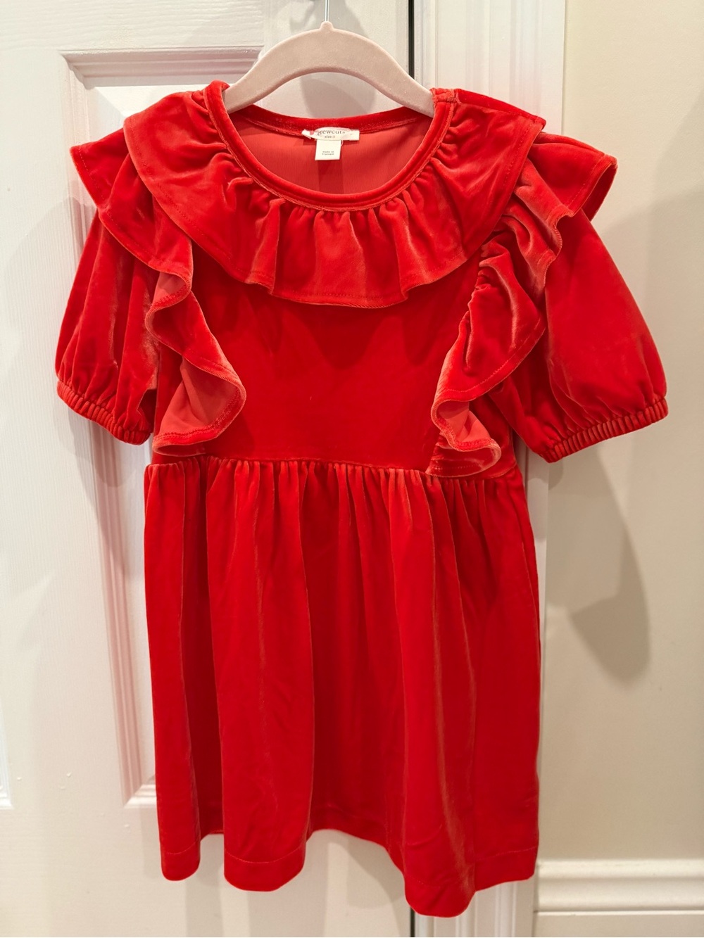 Crewcuts Red Velvet Ruffle Girls Dress